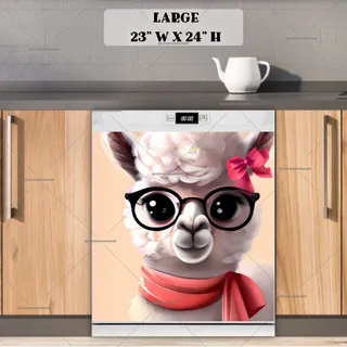 Preview of Cute Llama Girl with Eyeglasses magnet in Large size.