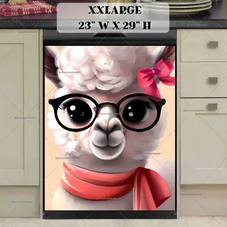 Preview of Cute Llama Girl with Eyeglasses magnet in XX Large size.