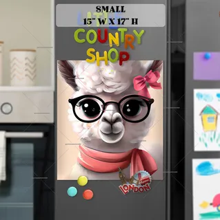 Preview of Cute Llama Girl with Eyeglasses magnet in Small size.