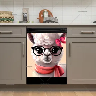 Preview of Cute Llama Girl with Eyeglasses magnet.