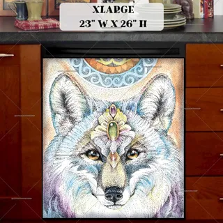 Preview of Beautiful Native Wolf magnet in Extra Large size.