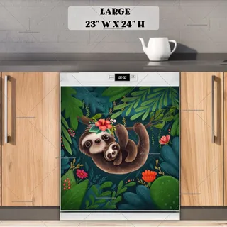 Preview of Cute Mommy and Baby Sloths magnet in Large size.