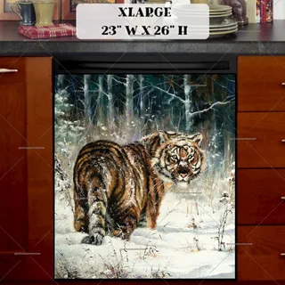 Preview of Beautiful Winter Tiger magnet in Extra Large size.