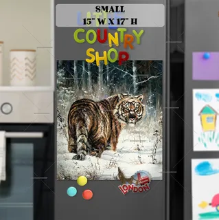 Preview of Beautiful Winter Tiger magnet in Small size.