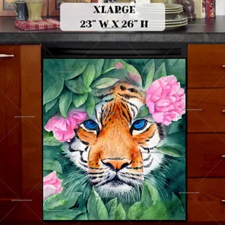 Preview of Blue Eyed Tiger in the Hibiscuses magnet in Extra Large size.