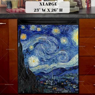 Preview of The Starry Night by Vincent Van Gogh magnet in Extra Large size.