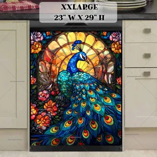 Preview of Stained Glass peacock Design magnet in XX Large size.