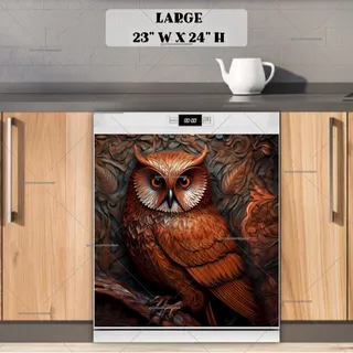 Preview of Tooled Leather Owl Design magnet in Large size.