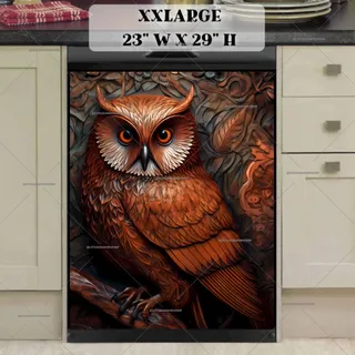 Preview of Tooled Leather Owl Design magnet in XX Large size.