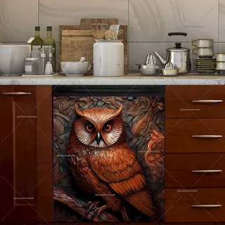 Preview of Tooled Leather Owl Design magnet.