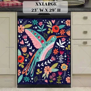 Preview of Bohemian Hummingbird and Flowers magnet in XX Large size.