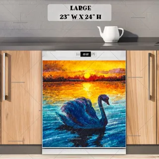 Preview of Beautiful Sunset Swan magnet in Large size.