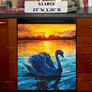 Preview of Beautiful Sunset Swan magnet in Extra Large size.