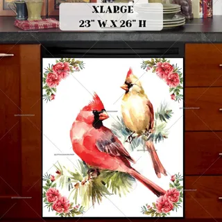 Preview of Beautiful Cardinal Couple magnet in Extra Large size.