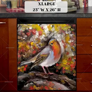 Preview of Red Robin Bird in the Forest magnet in Extra Large size.