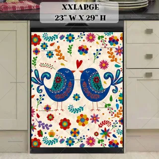 Preview of Cute Folklore Birds and Flowers magnet in XX Large size.