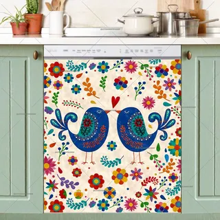 Preview of Cute Folklore Birds and Flowers magnet.