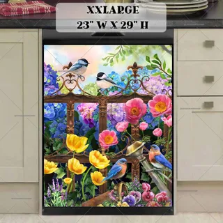 Preview of Summer Cottage Garden with Birds magnet in XX Large size.