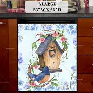 Preview of Heirloom Cottage Garden Birdhouse magnet in Extra Large size.