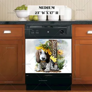 Preview of Beagle Puppy and Sunflowers magnet in Medium size.