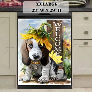 Preview of Beagle Puppy and Sunflowers magnet in XX Large size.