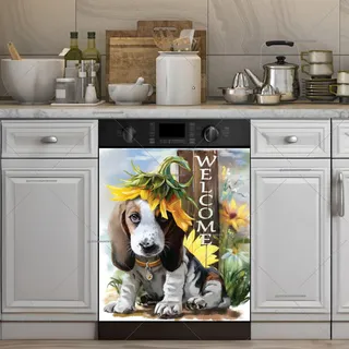 Preview of Beagle Puppy and Sunflowers magnet.