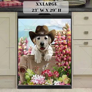 Preview of Cute Golden Retriever Cowboy Puppy magnet in XX Large size.