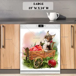 Preview of Cute Maine Coon Kitten with Apples magnet in Large size.