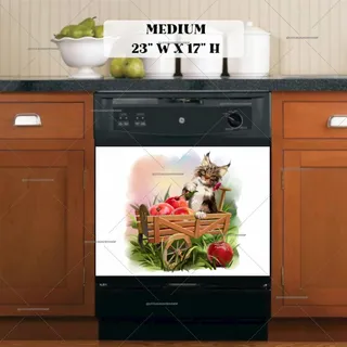 Preview of Cute Maine Coon Kitten with Apples magnet in Medium size.