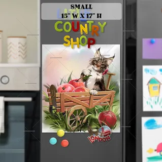 Preview of Cute Maine Coon Kitten with Apples magnet in Small size.