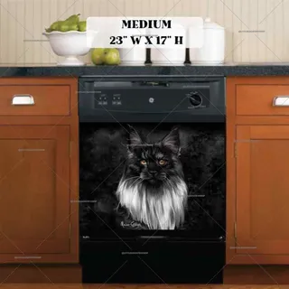 Preview of Beautiful Black and White Maine Coon Cat magnet in Medium size.