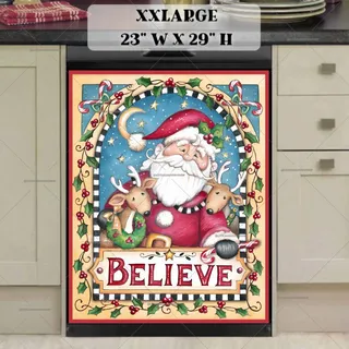 Preview of Santa and Reindeer with a Believe Sign magnet in XX Large size.