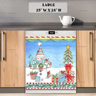 Preview of Snowman, Gifts and Christmas Tree magnet in Large size.