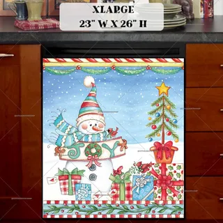 Preview of Snowman, Gifts and Christmas Tree magnet in Extra Large size.