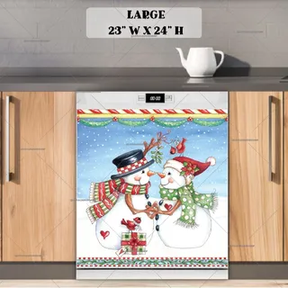 Preview of Kissing Snowmen under the Mistletoe magnet in Large size.