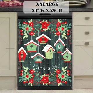 Preview of Christmas Birdhouses and Flowers magnet in XX Large size.