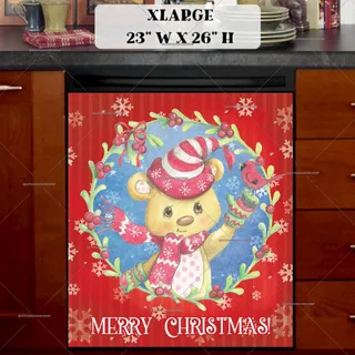 Preview of Teddy Bear Christmas Greeting magnet in Extra Large size.