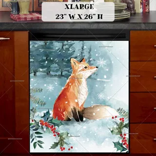 Preview of Cute Winter Fox in the Forest magnet in Extra Large size.