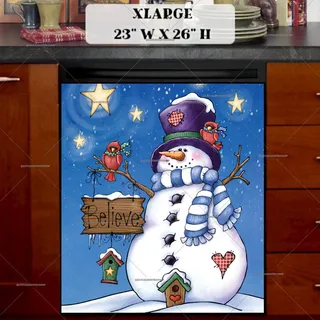 Preview of Snowman with a Believe Sign magnet in Extra Large size.