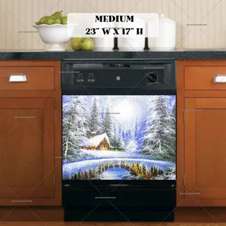 Preview of Christmas Morning in the Forest Cottage magnet in Medium size.