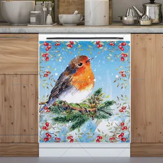 Preview of Winter Robin on a Pine Tree Branch magnet.