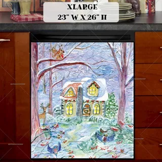 Preview of Winter Forest Cottage magnet in Extra Large size.