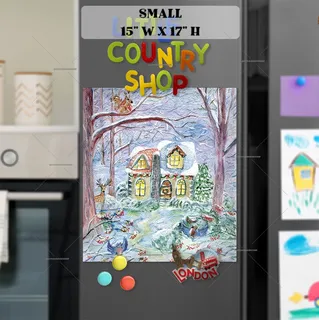 Preview of Winter Forest Cottage magnet in Small size.