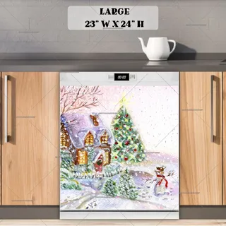 Preview of Cozy Cottage and Snowman magnet in Large size.