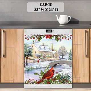 Preview of Winter Cottage and a Cardinal magnet in Large size.