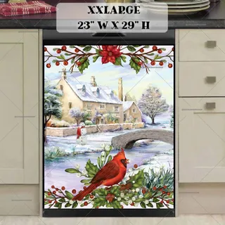 Preview of Winter Cottage and a Cardinal magnet in XX Large size.