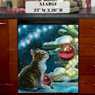 Preview of Kitten and the Christmas Tree #2 magnet in Extra Large size.