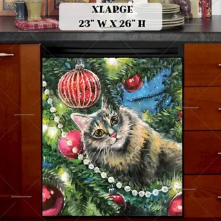 Preview of Kitten and the Christmas Tree #4 magnet in Extra Large size.