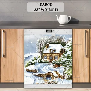 Preview of Riverside Cottage in the Winter magnet in Large size.