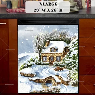 Preview of Riverside Cottage in the Winter magnet in Extra Large size.